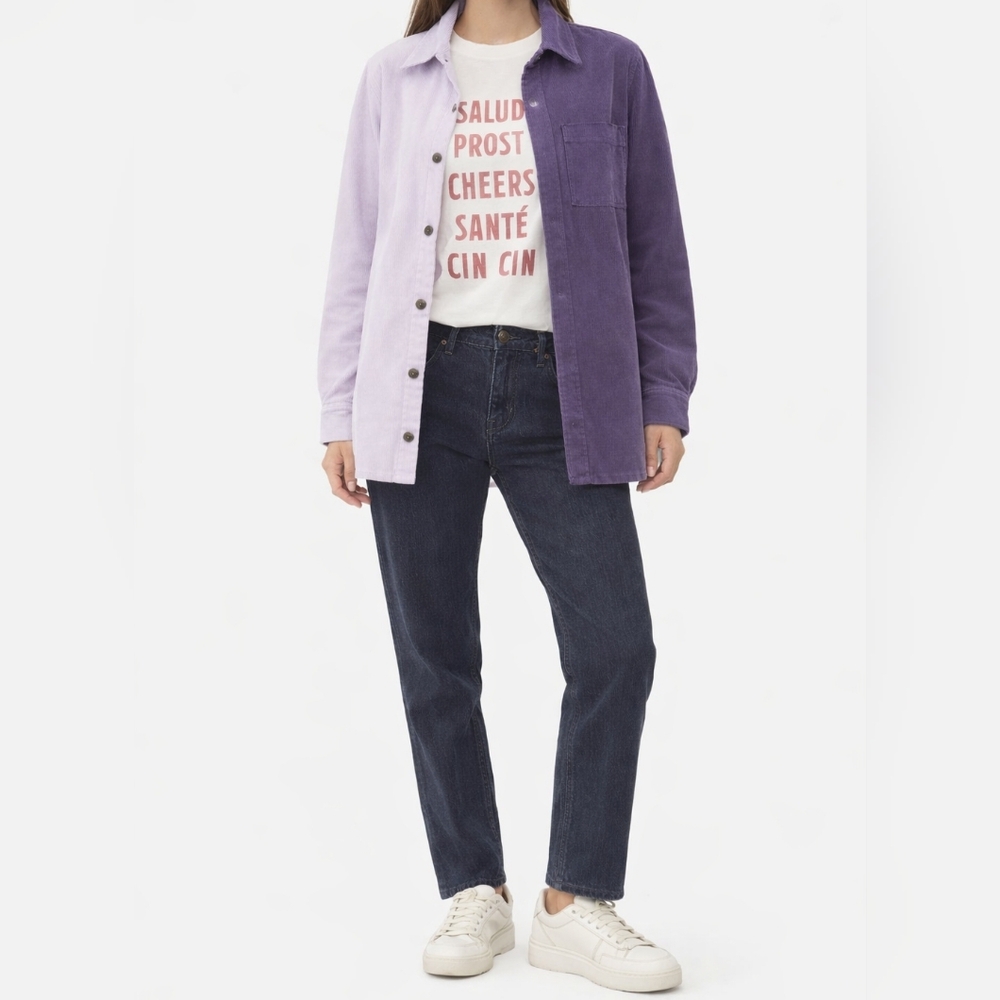 FOREVER 21 Colorblock Corduroy Shirt Jacket | S | Lavender Purple | Casual Layer
